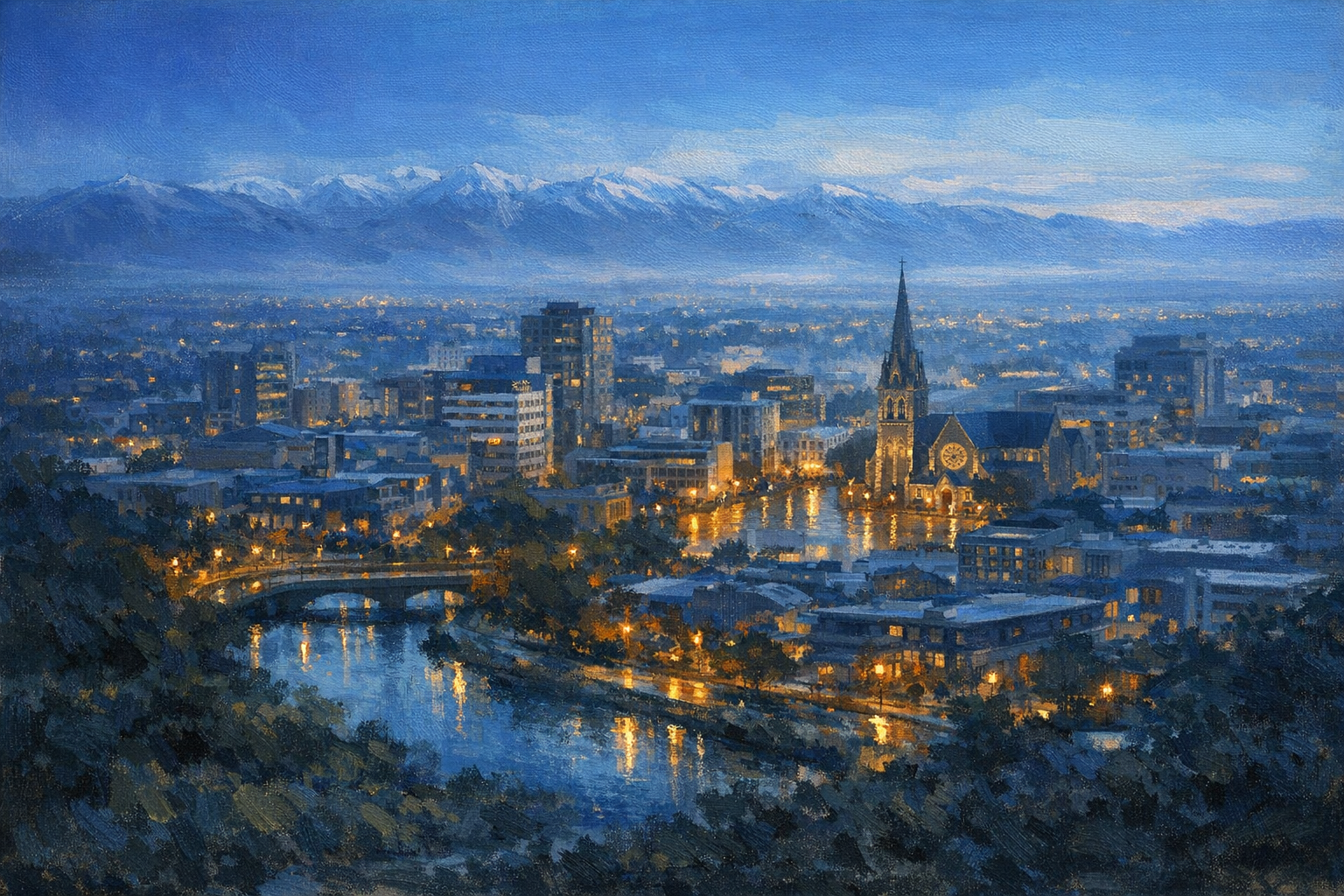 Stylized city cover for Christchurch