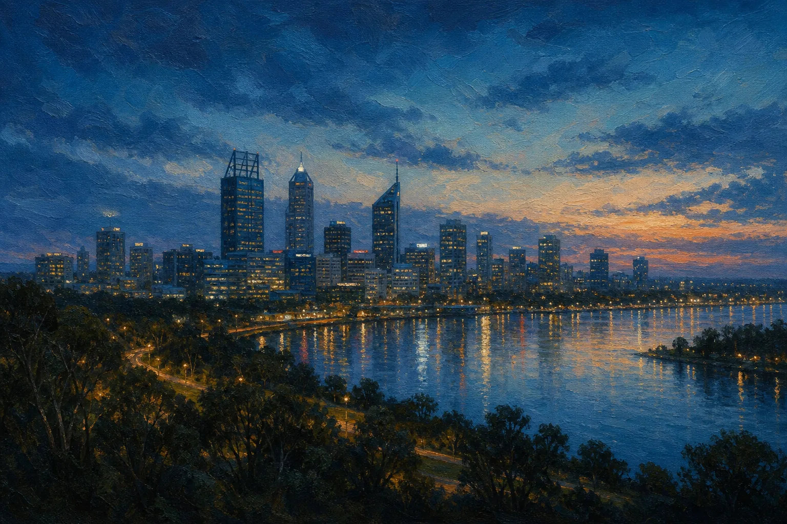 Stylized city cover for Perth