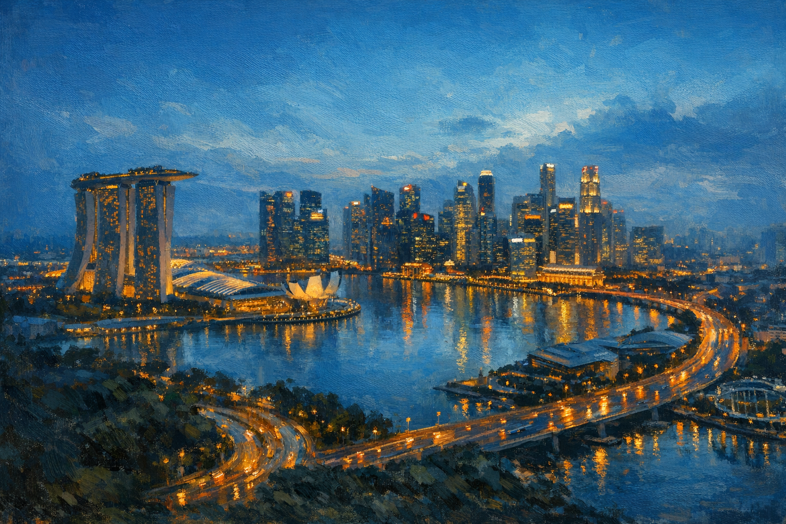 Stylized city cover for Singapore