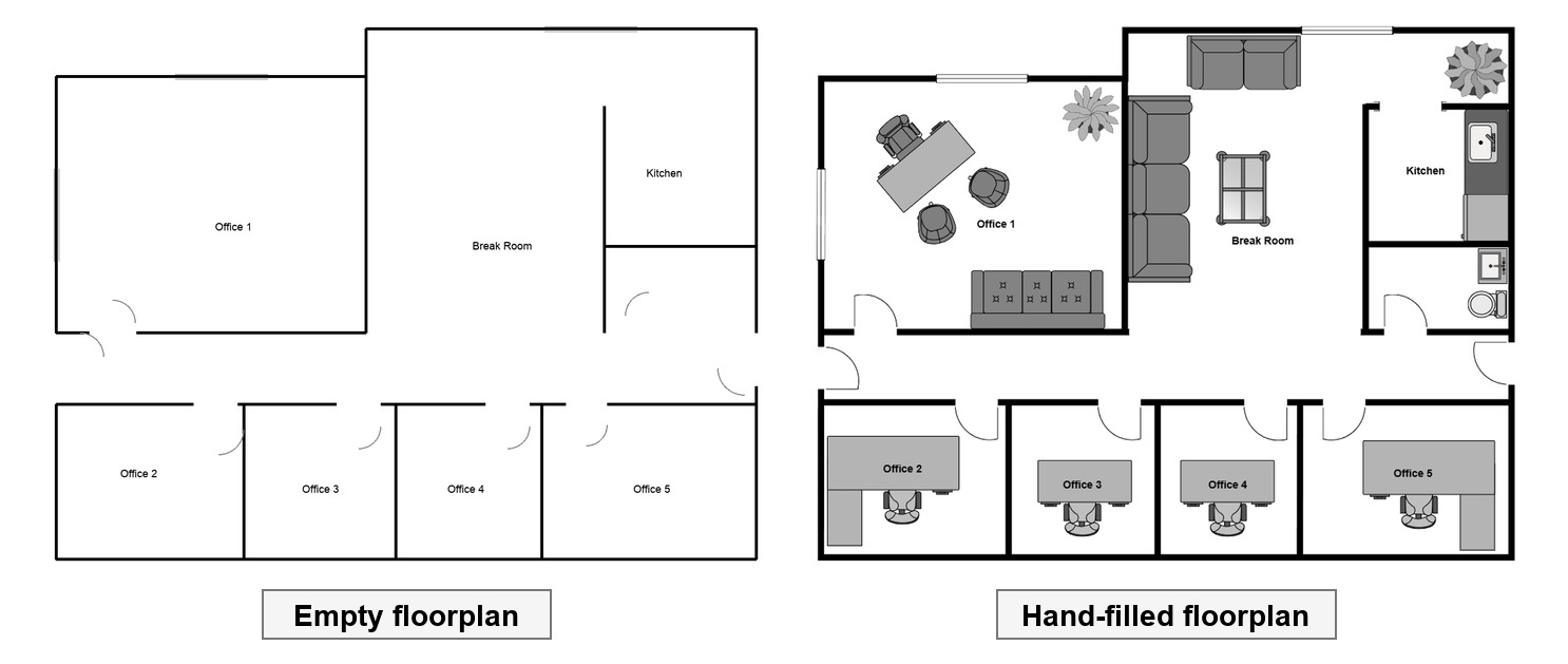 Figure 1: empty floorplan and hand-filled reference